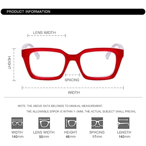 EYLRIM Classic Thick Square Frame Clear Lens Glasses 50mm (1.97in) | Fashion Eyewear for Men & Women thumbnail 5