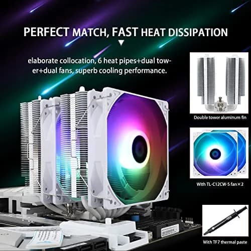Thermalright Peerless Assassin 120 SE ARGB White CPU Air Cooler | Dual 120mm PWM Fans, 6 Heat Pipes, AMD & Intel Support thumbnail 4