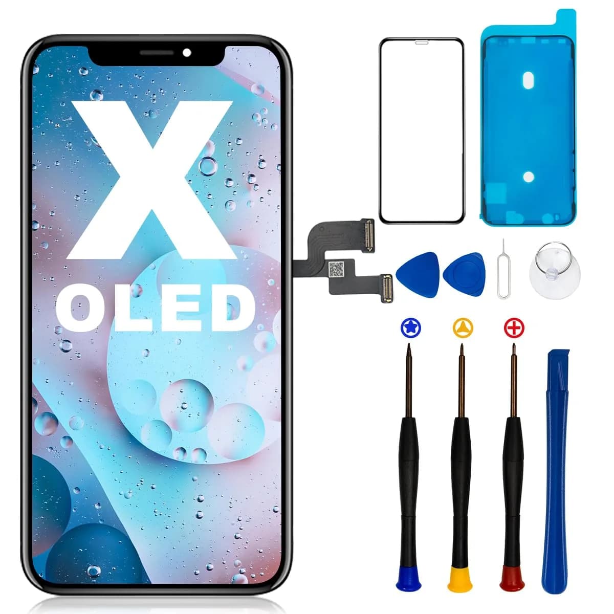 SIMDOG OLED Screen Replacement for iPhone X 5.8 inch | 3D Touch Display Digitizer Repair Kit with Tools & Screen Protector