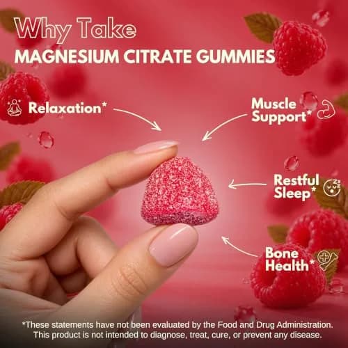 Vitamatic Magnesium Citrate Gummies 600mg | Vegan Raspberry Gummies for Relaxation & Energy Support thumbnail 4