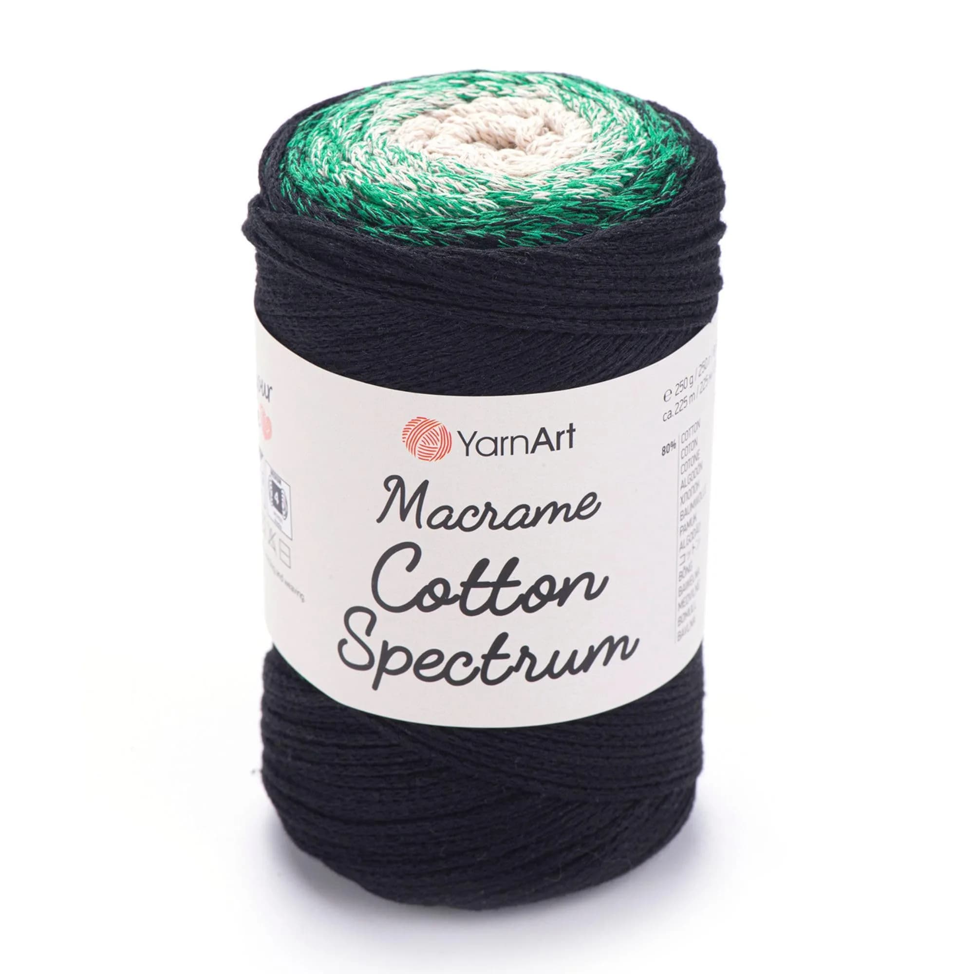 YarnArt Macrame Cotton Spectrum Cord 250g (8.8 Oz) | Multicolor Worsted Weight Aran Yarn for Crafts — 1315