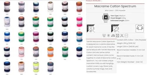 YarnArt Macrame Cotton Spectrum Multicolor Cord 250g (8.8 oz) | 225m (246 yds) Worsted Weight thumbnail 7