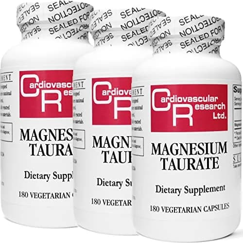 Cardiovascular Research Magnesium Taurate 125 mg | 180 Veggie Caps in Sealed Bottle (3 Bottles) | Supports Heart & Muscle Function thumbnail 1