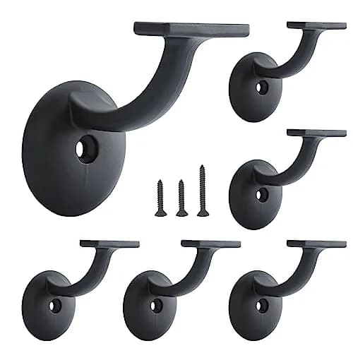 HOME MASTER HARDWARE Hand Rail Brackets for Stairs 6 Pack | Heavy Duty Zinc Support, Matte Black Finish thumbnail 1