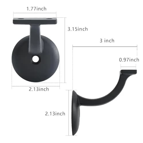 HOME MASTER HARDWARE Hand Rail Brackets for Stairs 6 Pack | Heavy Duty Zinc Support, Matte Black Finish thumbnail 5