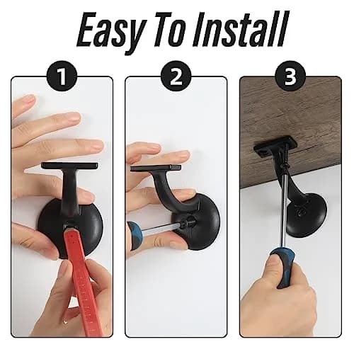 HOME MASTER HARDWARE Hand Rail Brackets for Stairs 6 Pack | Heavy Duty Zinc Support, Matte Black Finish thumbnail 9