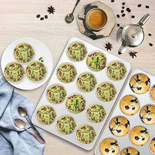 P&P CHEF 12-Cup Stainless Steel Muffin Pan Tin, 2-Pack | Heavy Duty & Oven Safe Bakeware thumbnail 7