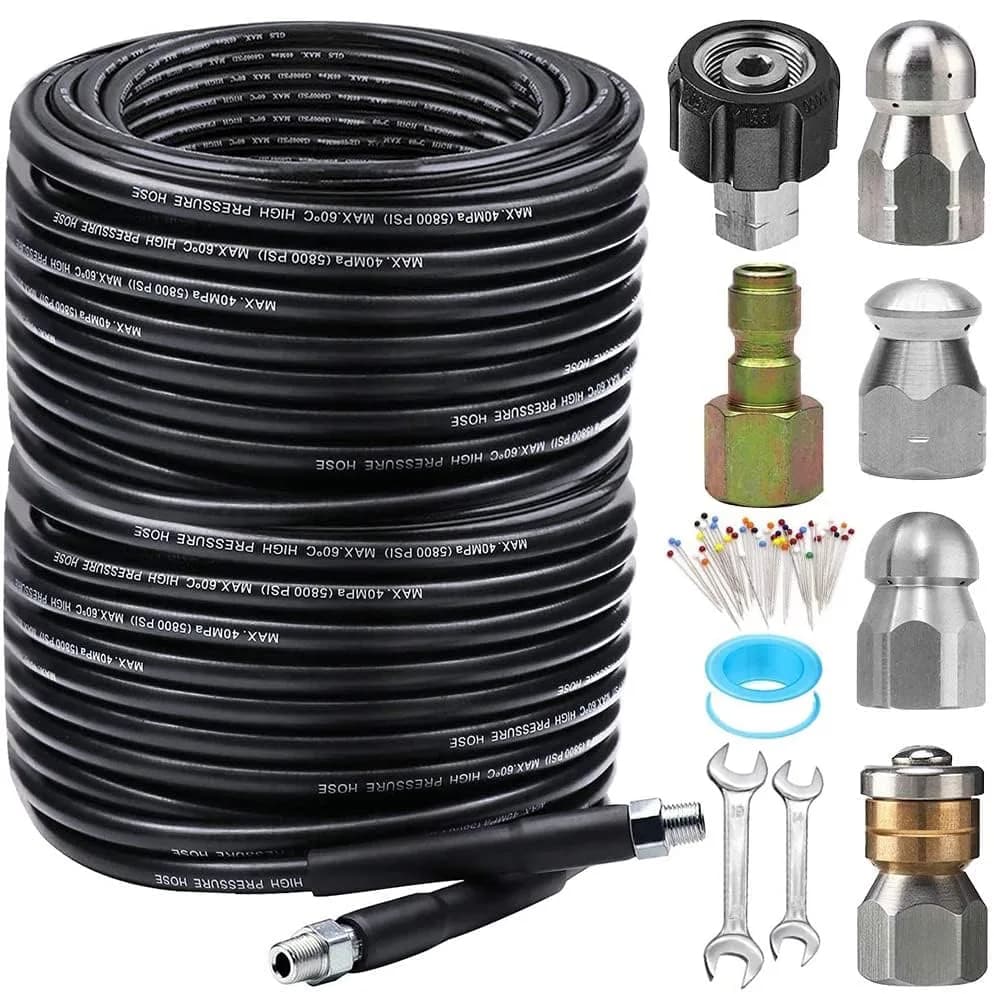 ZOFINE 200FT Sewer Jetter Kit for Pressure Washer, 5800PSI Drain Cleaner Hose with 6 Nozzles & M22/1/4" Fittings | Clears Clogs Fast thumbnail 3