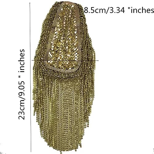 SXMFFHCG Beaded Crystal Shoulder Patches Motifs Fringe Tassel Epaulets Shoulder Brooches 2 Pieces (Silver B) thumbnail 5