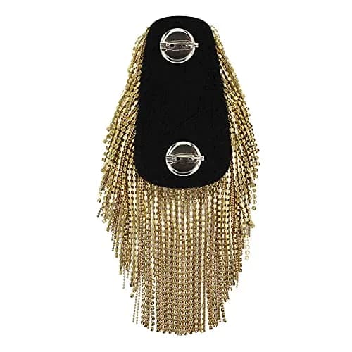 SXMFFHCG Beaded Crystal Shoulder Patches Motifs Fringe Tassel Epaulets Shoulder Brooches 2 Pieces (Gold B) thumbnail 4