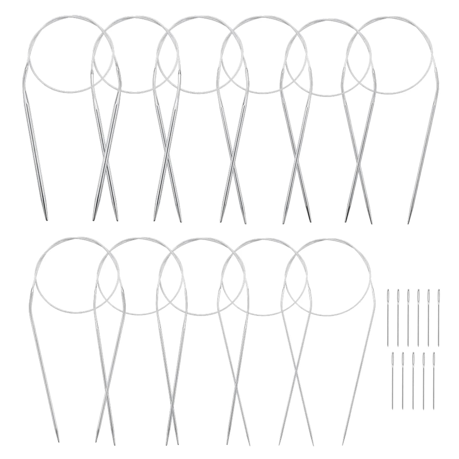 Coowayze Circular Knitting Needles Set 24 Inch (1.5mm - 5mm) | 11 Pairs Stainless Steel Magic Loop Needles