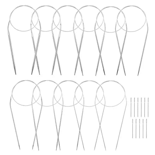 Coowayze Circular Knitting Needles Set 24 Inch (1.5mm - 5mm) | 11 Pairs Stainless Steel Magic Loop Needles thumbnail 1