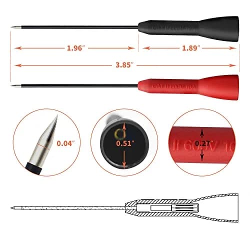 Lorwatin 4 Pack 2mm Extended Needle Test Probes, CAT II 600V/10A | Non-Destructive Multimeter Test Probes for Fluke Leads thumbnail 2