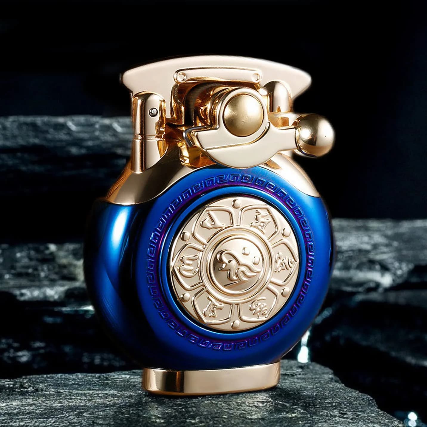 YANCONG Vintage Antique Reusable Windproof Trench Lighter | Unique Mechanical Design for Men & Dad (B-Blue) - main product image