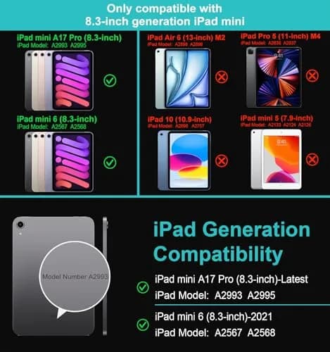 Arteck iPad mini A17 Pro (8.3-inch) Keyboard Case | Bluetooth Keyboard with Shockproof Cover thumbnail 2