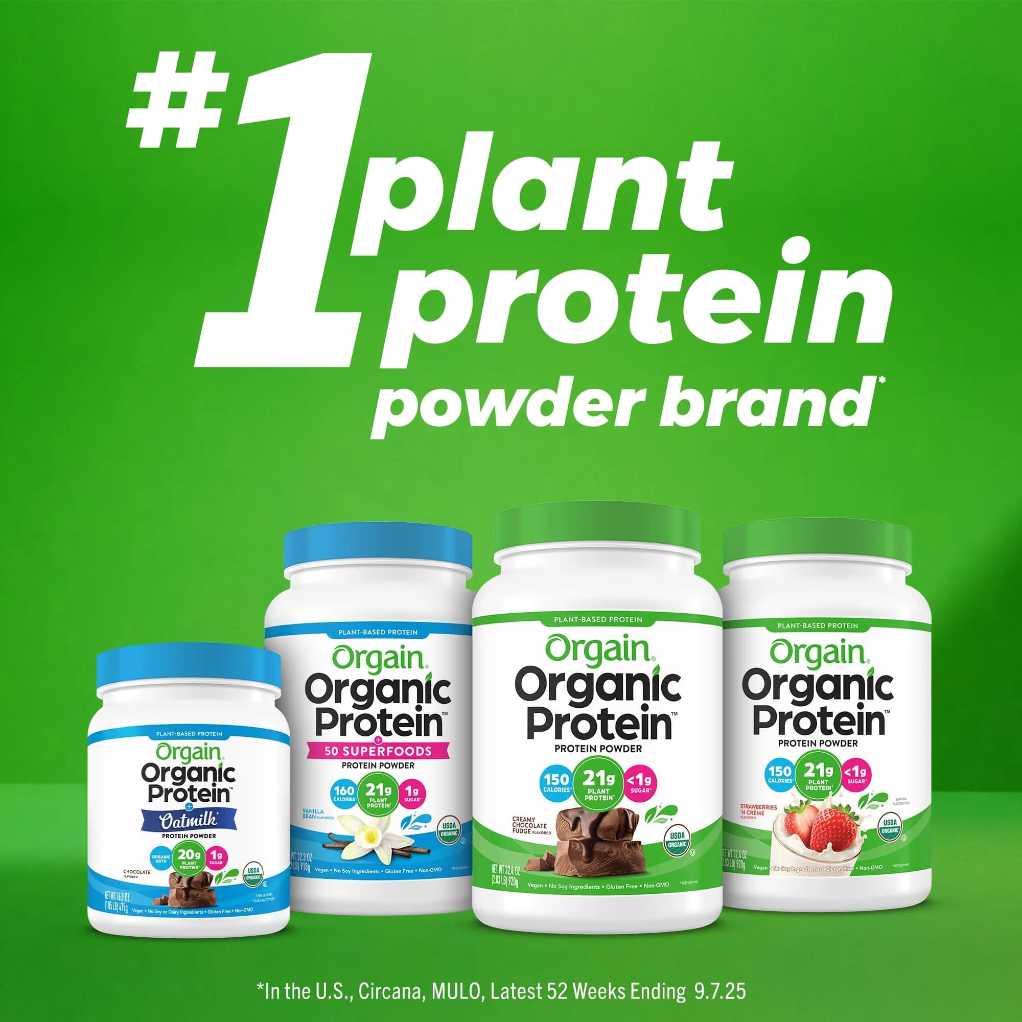 Orgain Organic Vegan Protein Powder Strawberries & Cream | 21g Plant Protein, Low Net Carb, Gluten-Free thumbnail 7