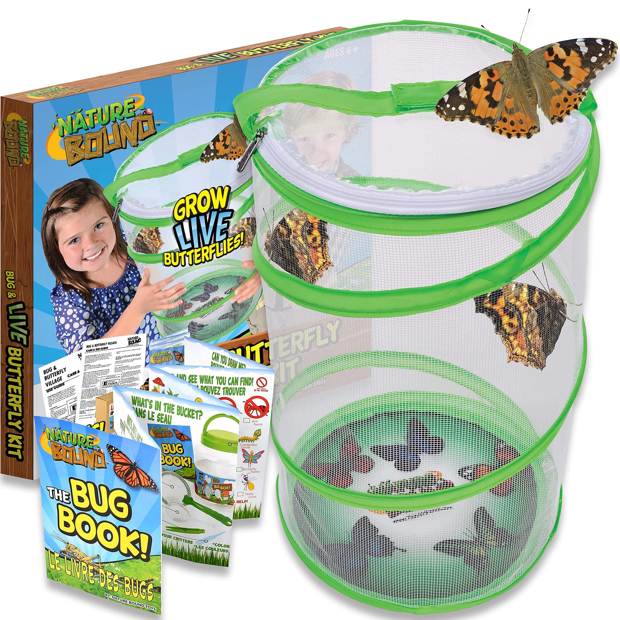 Nature Bound Butterfly Growing Kit 13 inch Tall Pop-Up Enclosure | STEM Learning Guide & Caterpillar Voucher — New Design
