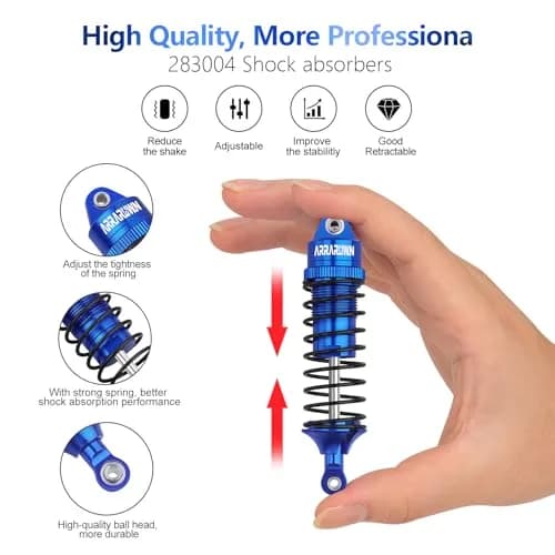 ARRAROWN Blue 4pcs RC Car Shock Absorber Set 100mm/115mm | CNC Machined Metal Upgrade thumbnail 4