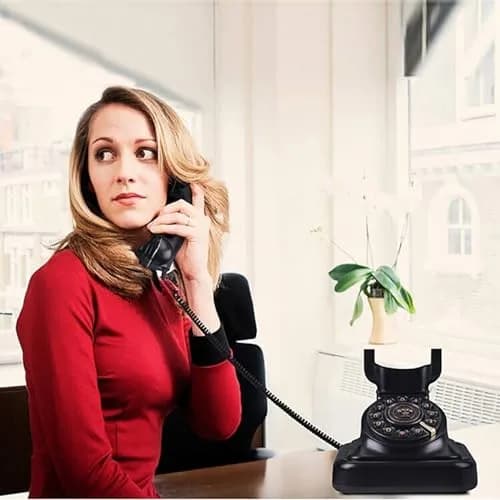 Sangyn Retro Corded Landline Telephone with Fabric Cord | Push-Button Dial, Black Metallic thumbnail 5