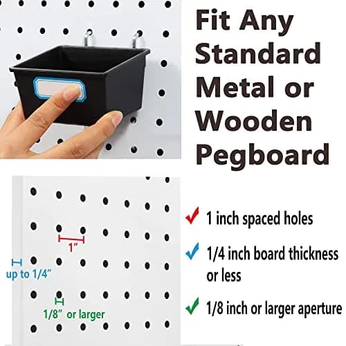 FRIMOONY 165-Piece Pegboard Hooks Assortment with Bins & Locks | 1/8" & 1/4" Compatible thumbnail 6