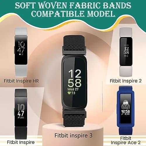 Huamanlou Adjustable Elastic Nylon Sport Bands Compatible with Fitbit Inspire 3/Inspire 2/Inspire/Inspire HR/Ace 2/Ace 3 | Breathable, Lightweight, Unisex thumbnail 5