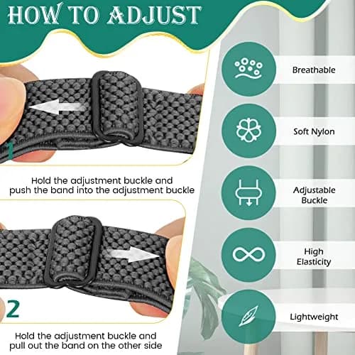 Huamanlou Adjustable Elastic Nylon Sport Bands Compatible with Fitbit Inspire 3/Inspire 2/Inspire/Inspire HR/Ace 2/Ace 3 | Breathable, Lightweight, Unisex thumbnail 3