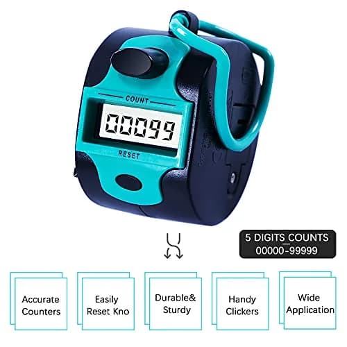 TESEAS 5-Digit Electronic Lap Counter Clicker (6-Pack, Blue) | Manual Tally Counter for Sports & Events thumbnail 2