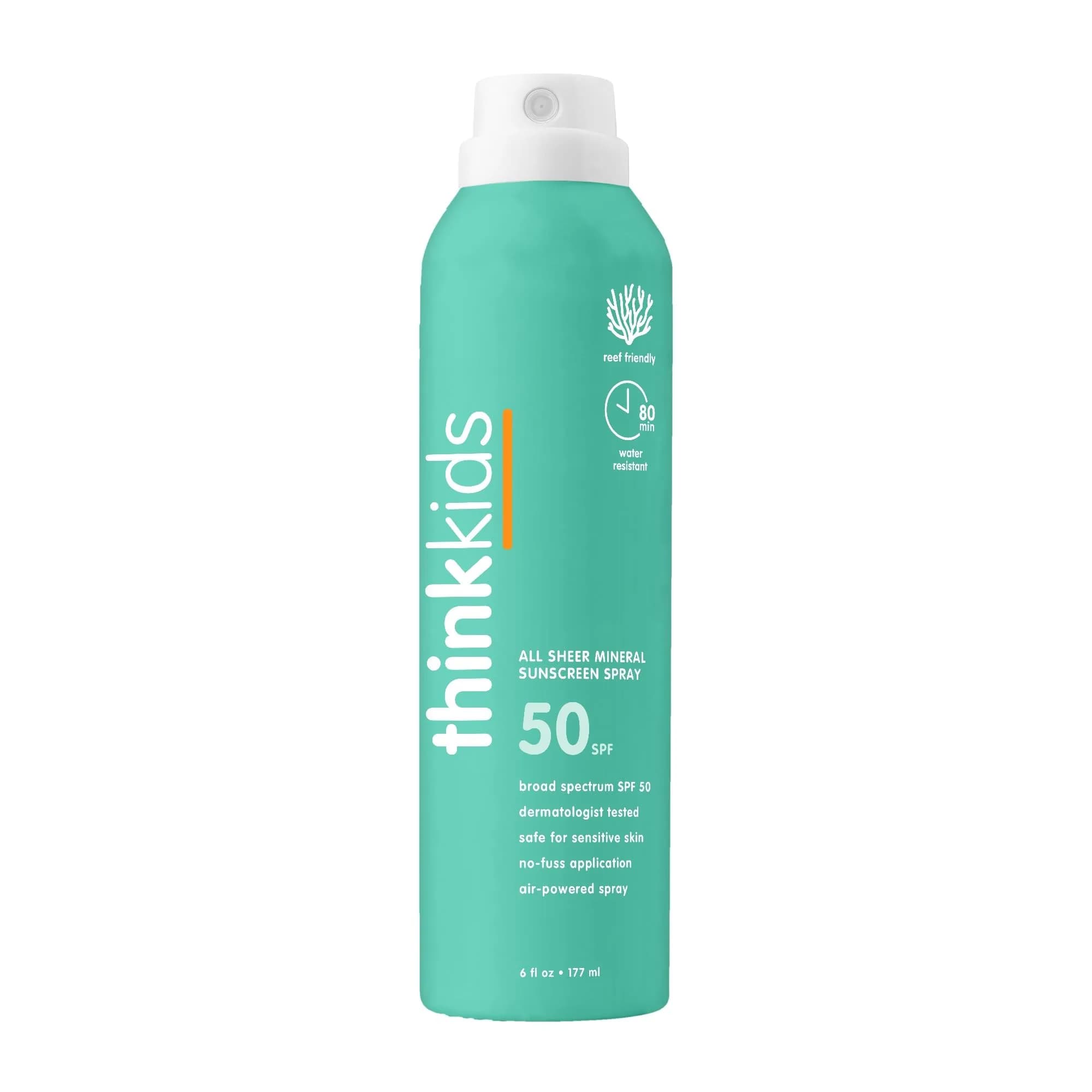 Thinksport Kids Mineral Sunscreen Spray SPF 50+ 6 oz | Natural Zinc Oxide UVA/UVB Protection