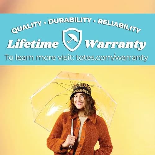 Totes Clear Canopy Bubble Umbrella with J Hook Handle & Enhanced Visibility 129.54cm (51" Arc) | Windproof Dome Design thumbnail 6