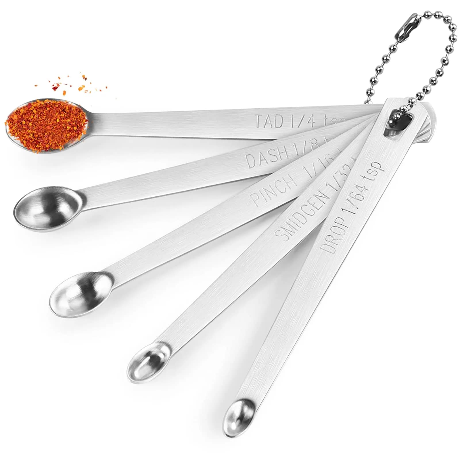 Esie Houzie Mini Measuring Spoons Set, Stainless Steel, 5 Pcs | Precise Tiny Amounts for Spices & Cosmetics - main product image