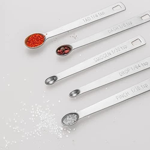 Esie Houzie Mini Measuring Spoons Set, Stainless Steel, 5 Pcs | Precise Tiny Amounts for Spices & Cosmetics thumbnail 3