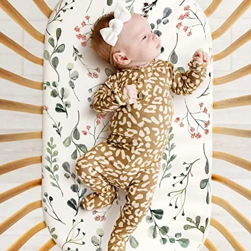 GRSSDER Stretchy Ultra Soft Fitted Bassinet Sheets 2 Pack, Universal Fit 81cm x 41cm x 13cm (32" x 16" x 5") | Breathable Jersey Knit for Baby Girls thumbnail 6