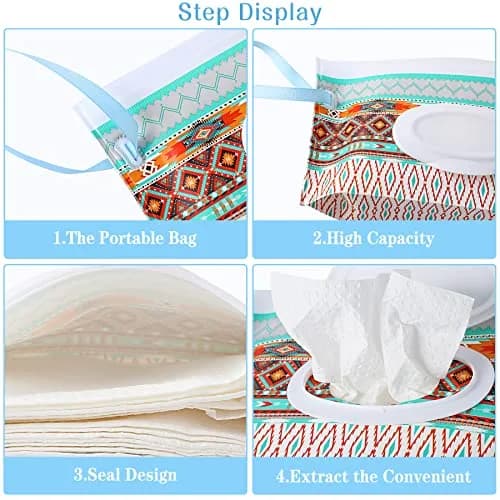 FEBSNOW 4 Pack Baby Wipe Dispenser, Reusable Travel Wipe Holder | BPA-Free EVA Material thumbnail 3