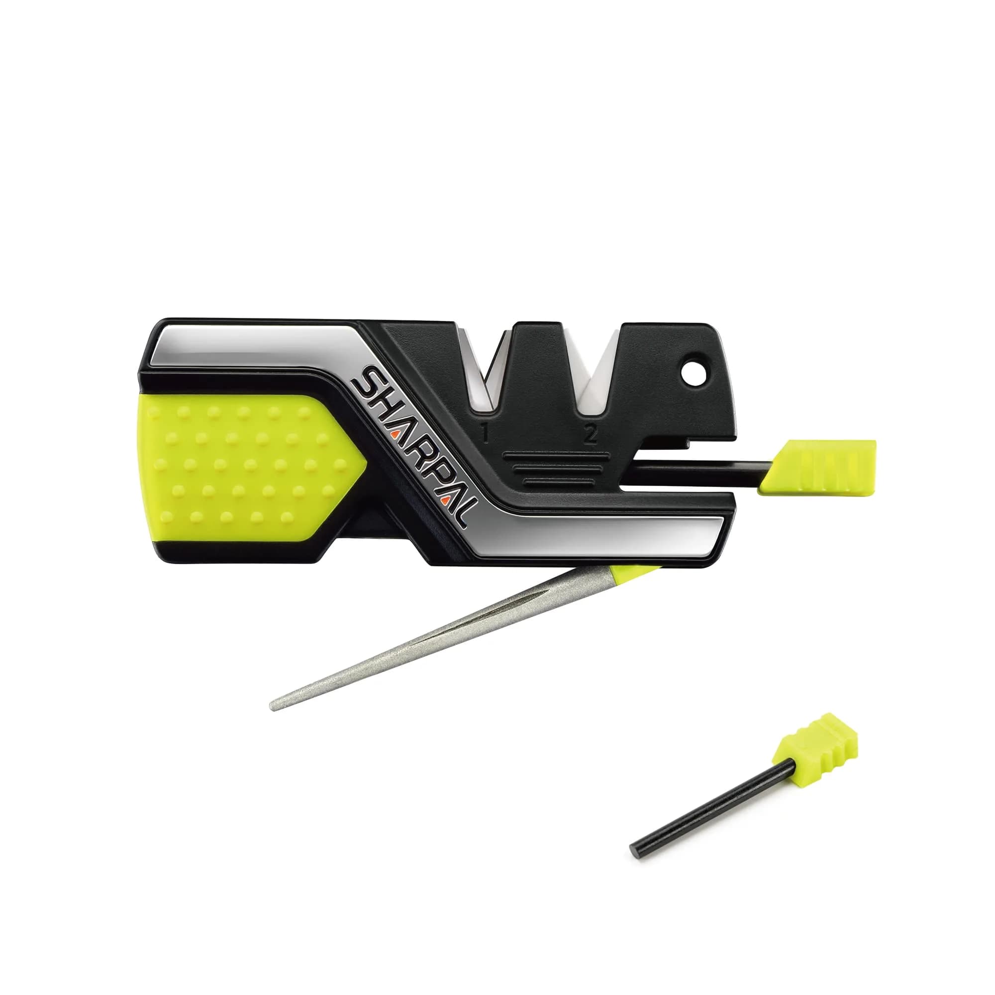 SHARPAL 101N-G Pocket Knife Sharpener with Ferro Rod & Whistle | 10.9 cm (4.3 in) Length — Green + 2 Ferro Rod