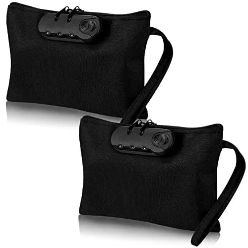 Reginary Black Locking Money Bag 2 Pcs 20cm (8in) | Secure Zippered Pouch for Cash and Cards thumbnail 1