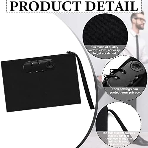 Reginary Black Locking Money Bag 2 Pcs 20cm (8in) | Secure Zippered Pouch for Cash and Cards thumbnail 3
