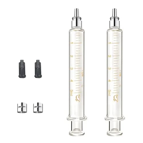 Jiaxix 2-Pack 5ml Borosilicate Glass Syringe | Reusable, High-Temperature Resistant, Precise Liquid Extraction thumbnail 1