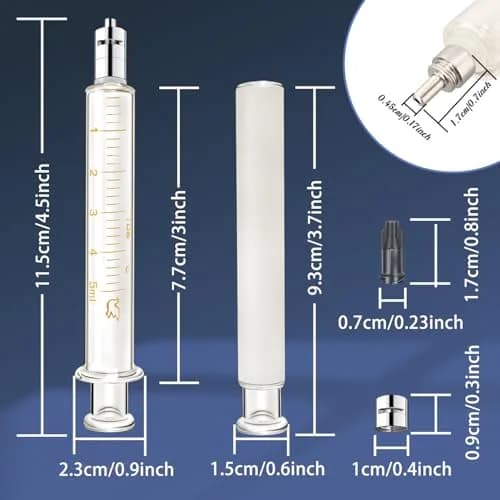 Jiaxix 2-Pack 5ml Borosilicate Glass Syringe | Reusable, High-Temperature Resistant, Precise Liquid Extraction thumbnail 2