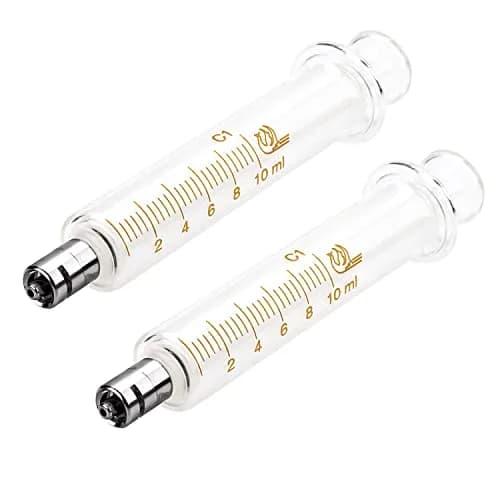 Jiaxix 10ml Glass Syringe with Metal Luer Lock and Caps (2-Pack) | Accurate Liquid Dispensing for Labs & Crafts thumbnail 1
