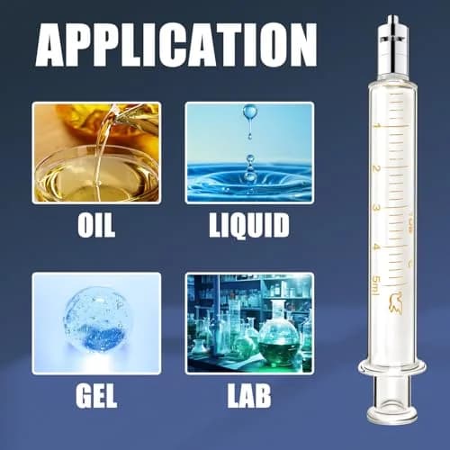 Jiaxix 10ml Glass Syringe with Metal Luer Lock and Caps (2-Pack) | Accurate Liquid Dispensing for Labs & Crafts thumbnail 5