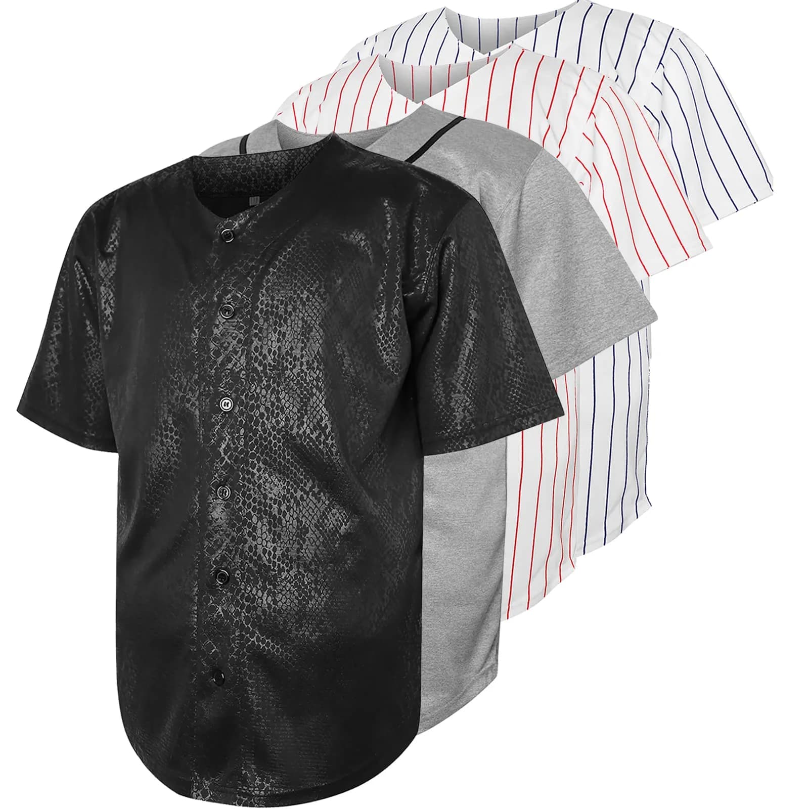 JKNAKN XX-Large Black Sn Baseball Jersey | Lightweight, Classic Button Down, Perfect for Sports & Casual Wear