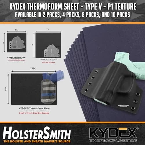 Holstex Kydex V Thermoform Sheet - Black P1 Texture 0.080in (20.3cm x 30.5cm) | USA-Made for Holster Making thumbnail 7
