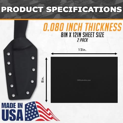 Holstex Kydex V Thermoform Sheet - Black P1 Texture 0.080in (20.3cm x 30.5cm) | USA-Made for Holster Making thumbnail 3