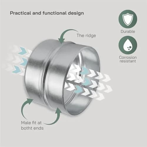 Vent Systems 6'' Inch Galvanized Steel Duct Connector | Round Ventilation Duct Extension for HVAC & Industrial Use thumbnail 4