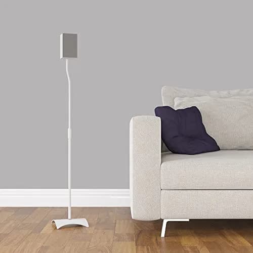 AVF Adjustable Height Speaker Floor Stands, Set of 2, 7.48" Base, 31.75-42.2" H, 11 lbs Capacity | White Steel Construction thumbnail 2