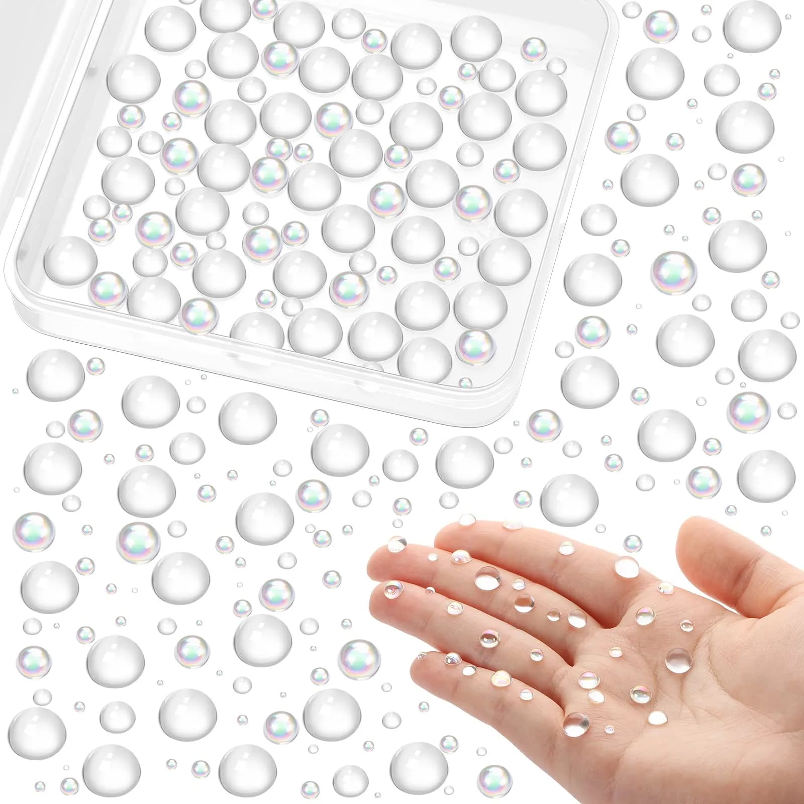 MIKIMIQI 700 Pcs Clear Dewdrop Holographic Water Embellishments | Scrapbooking & Card Making Supplies - main product image