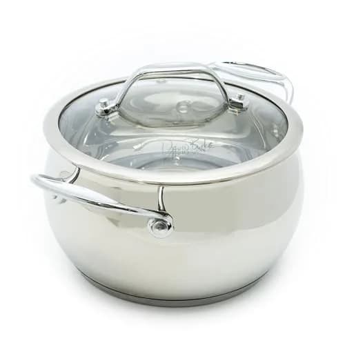 David Burke Splendor Stainless Steel 3-Quart Dutch Oven with Glass Lid | 2.83 kg (6.3 lb) Cookware thumbnail 1