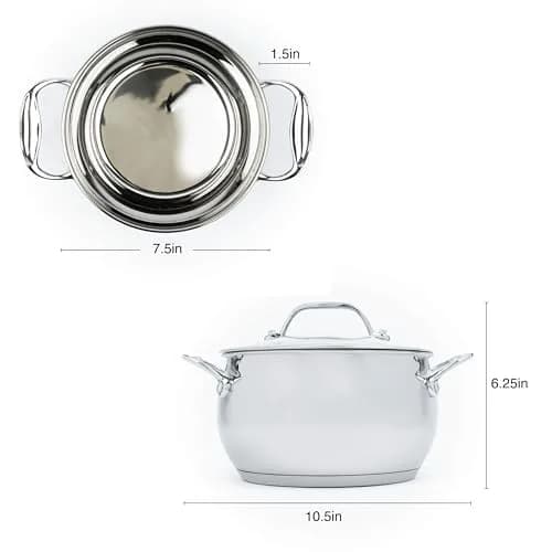 David Burke Splendor Stainless Steel 3-Quart Dutch Oven with Glass Lid | 2.83 kg (6.3 lb) Cookware thumbnail 2