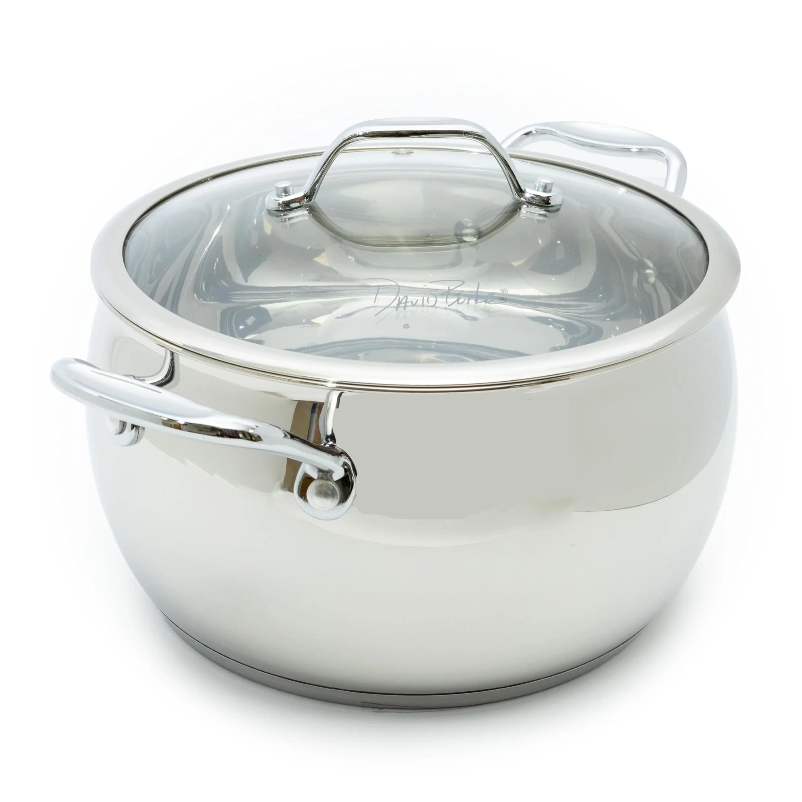 David Burke Splendor Stainless Steel 7-Quart Dutch Oven with Glass Lid | 6.6 L (7 qt) Oven Safe Pot - main product image