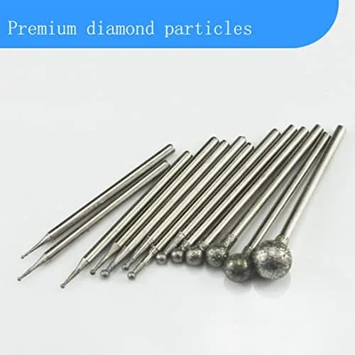 Luo ke 13 Pcs 0.5mm - 8mm Round Ball Shape Diamond Burr | Carving, Grinding, Cutting thumbnail 3